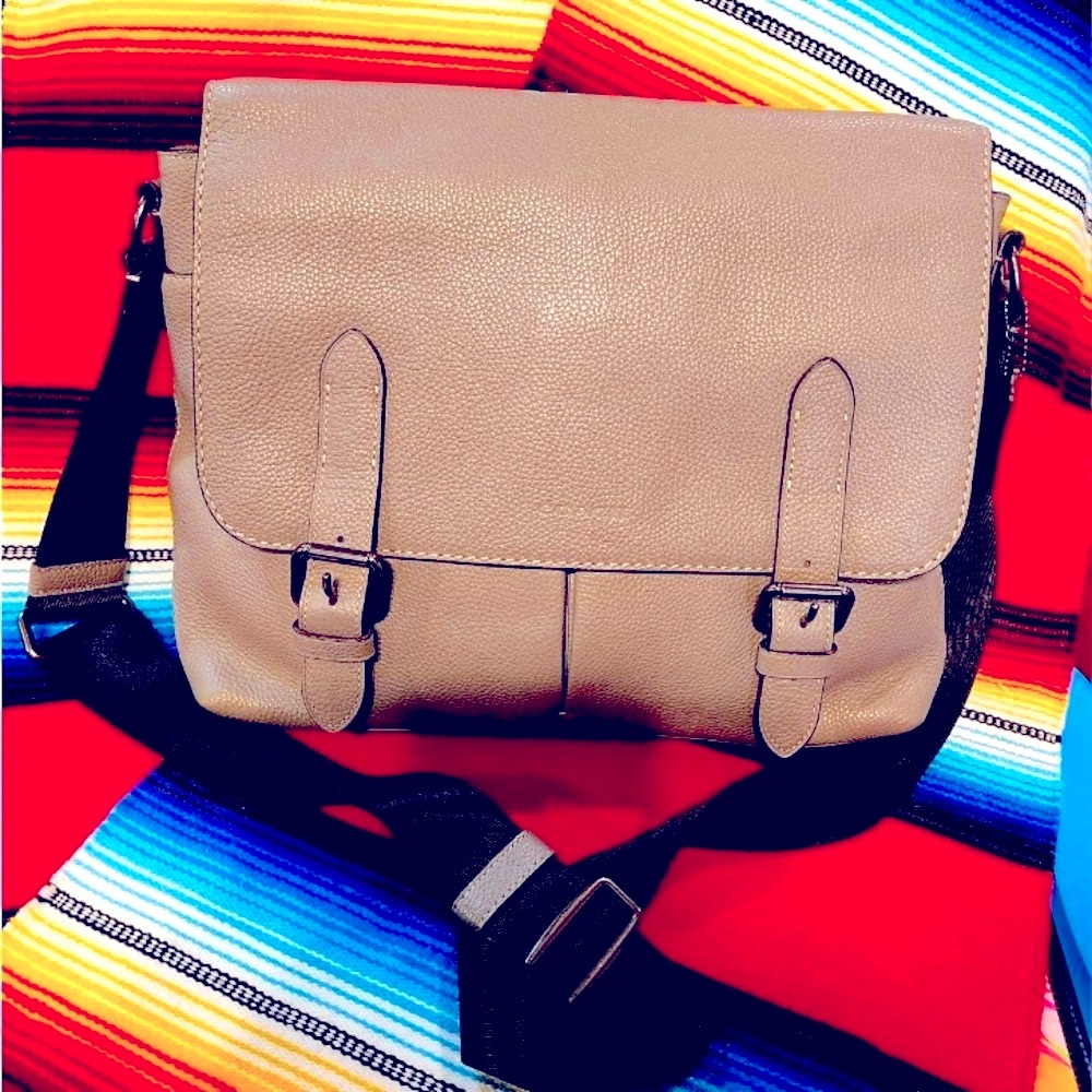 Coach Gray Pebble Leather Messenger Bag